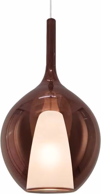 Netlighting Kalique Il Copper Globe Dome Pendant Ceiling Light with Transparent Glass, Diameter: 28 cm