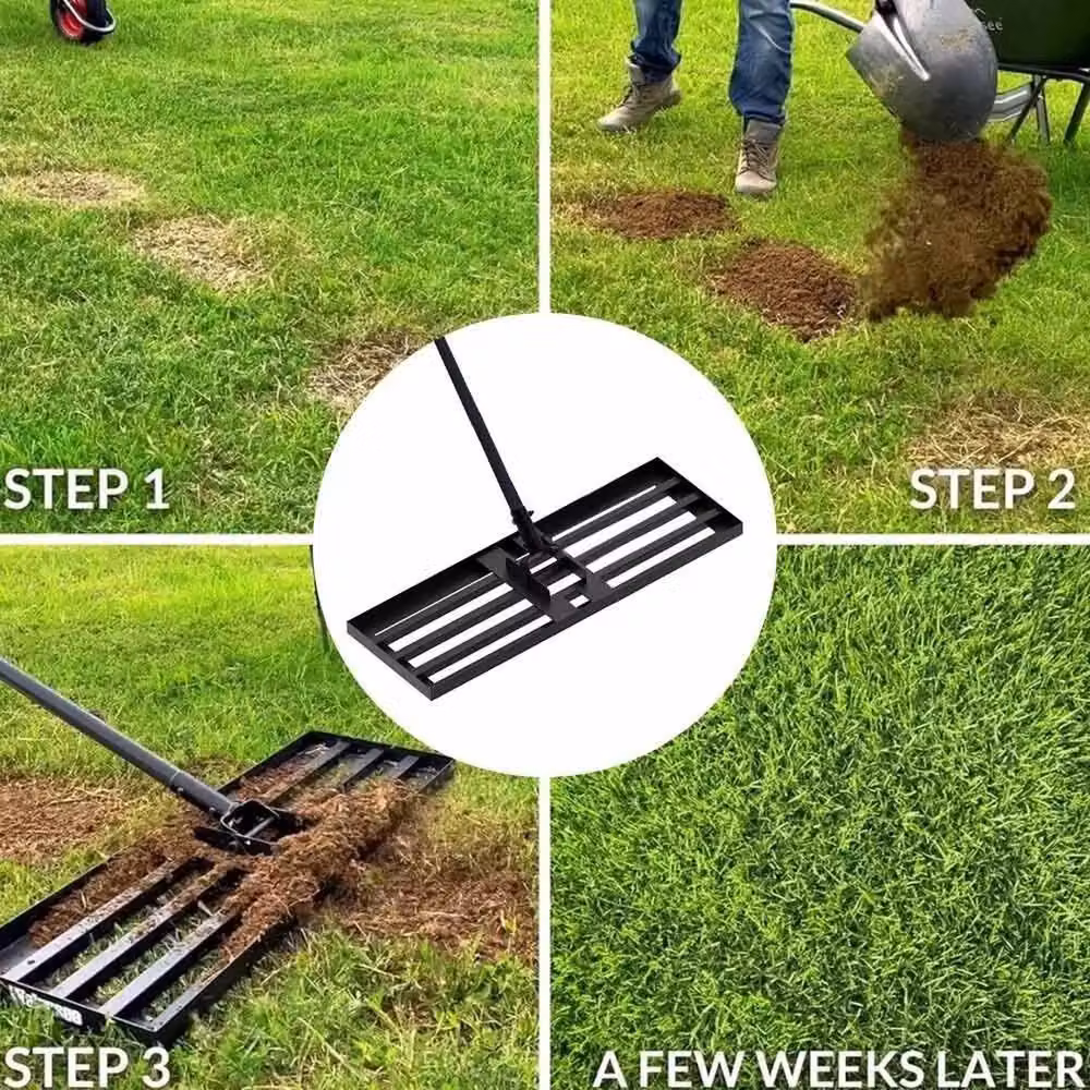 VOGREX Black Lawn Level Rake with 183 cm Steel Handle, Width: 75 cm, Depth: 25 cm – 4