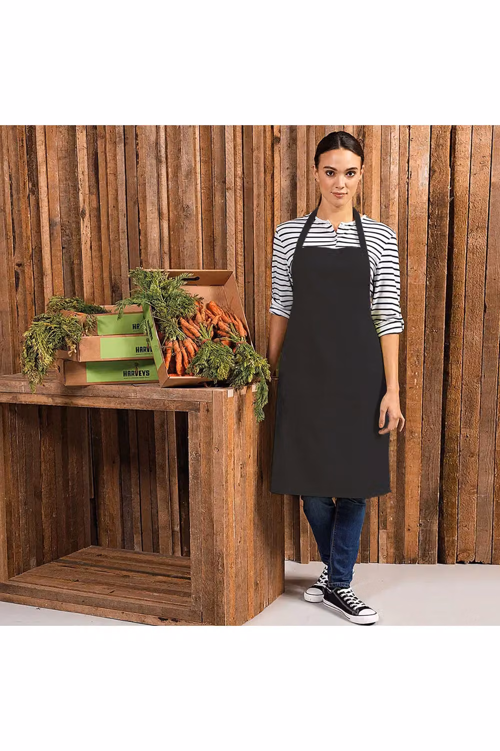 Premier Colours Black Poly-Cotton Professional Bib Apron – 2