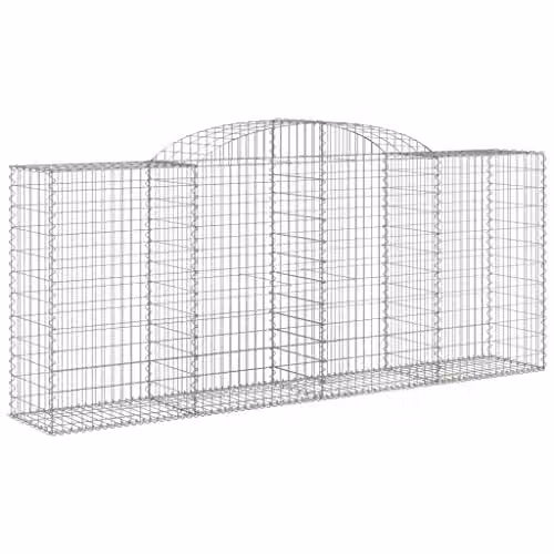 vidaXL Arched Gabion Baskets, 20 Pieces, Silver Galvanised Steel, W: 300 cm, D: 50 cm, H: 120/140 cm