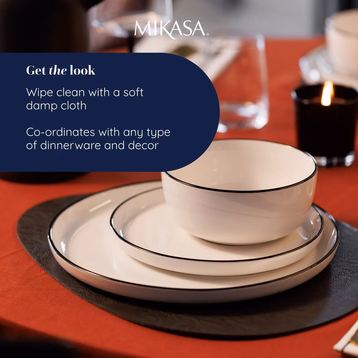 Mikasa Set of 4 Faux-Leather Pebble Placemats, Grey, W: 38 cm, D: 30 cm – 6