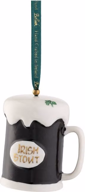 Belleek Classic Stout Tankard Porcelain Ornament in Black