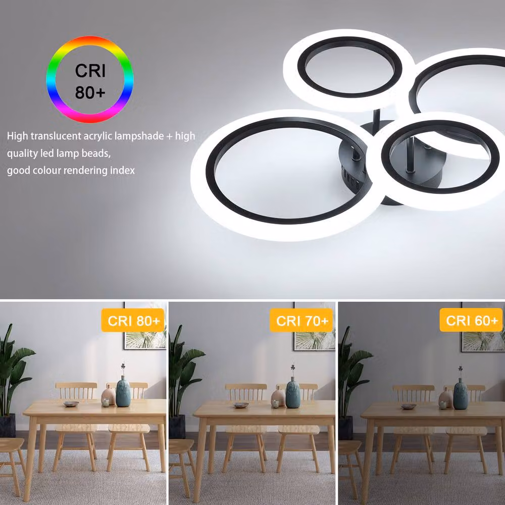 Pheashine Bright Acrylic Ring Ceiling Light in Black with Remote Control, 32W, 3000-6500K – 2