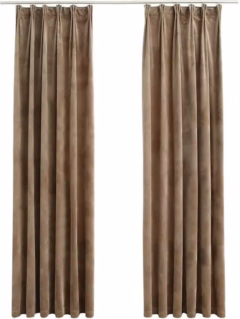 Berkfield Home Blackout Velvet Curtains, 2 Pack, Beige, W: 140 cm, H: 245 cm