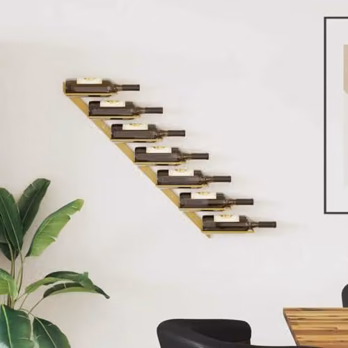 vidaXL Modern Gold Metal Wall-Mounted Wine Rack for 7 Bottles – 2