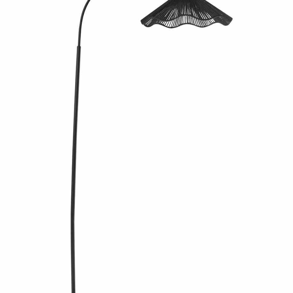Wyld and Coco Minimalist Floor Lamp with Black Metal Base and Paper Shade – 2