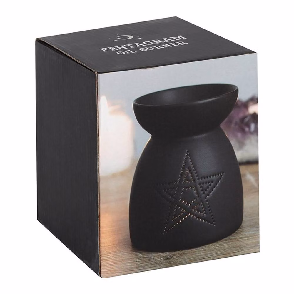 Uniqueful Black Ceramic Pentagram Cut Out Gothic Tabletop Oil Burner for Tealights – 2