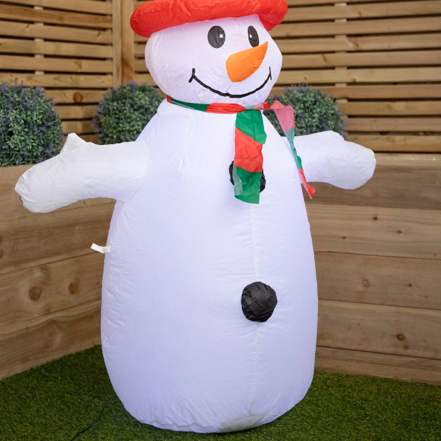 Samuel Alexander 120cm Inflatable Christmas Snowman Decoration with White LEDs in Red and White – 4