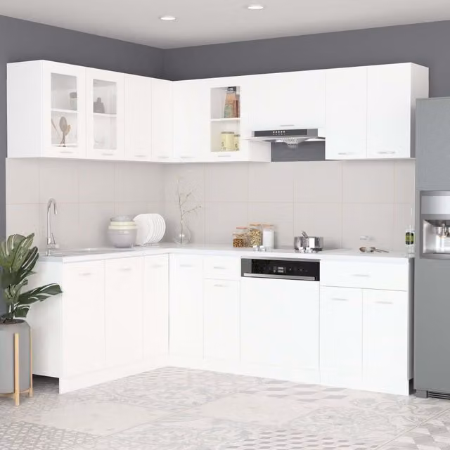 Berkfield Home Lyon 11 Piece Modern Kitchen Cabinet Set in White Matt Engineered Wood