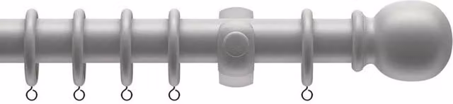 New Edge Blinds Complete Wooden Curtain Pole Set in Grey, 300 cm