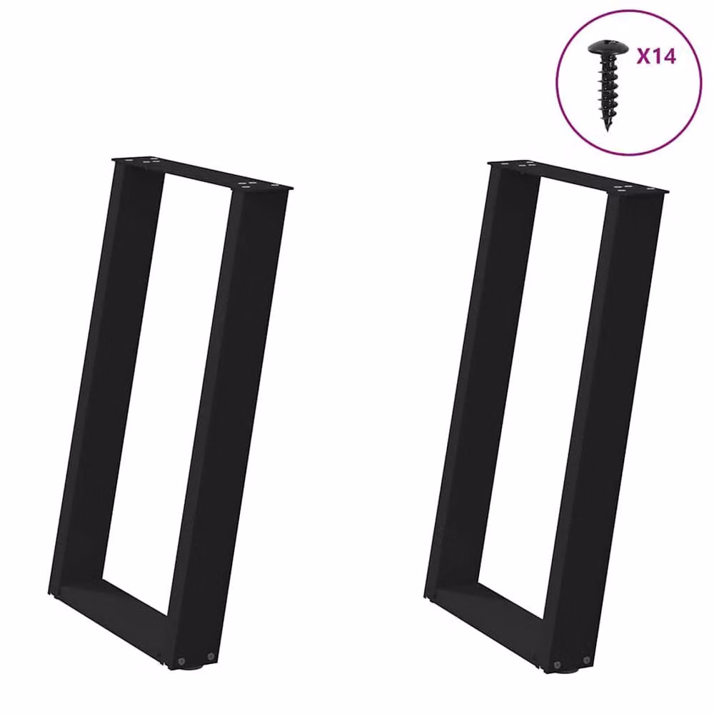 Berkfield Home Modern vidXL U-Shaped Dining Table Legs, 2 Pieces, Black, W: 50 cm, H: 72.5 cm – 1