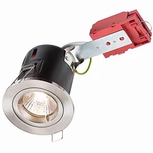 Netlighting Fixed GU10 Recessed Fire-Rated Downlight in Brushed Chrome and Grey, 50W, 230V