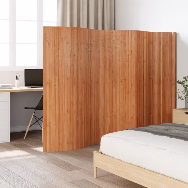 Berkfield Home Brown Bamboo Striped Room Divider, H 165 cm x W 400 cm x D 40 cm