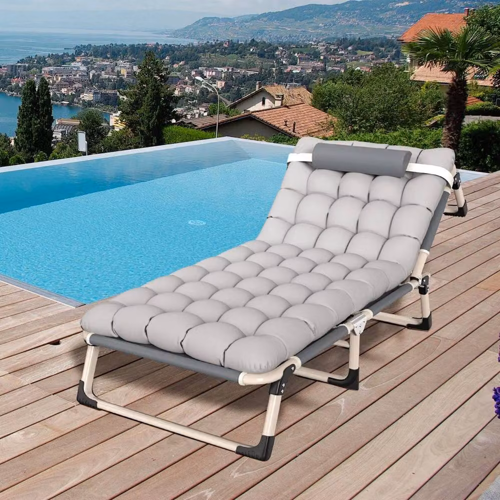 PAWNORA Grey Folding Reclining Sun Lounger for Garden – 4