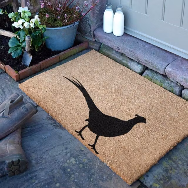 Artsy Mats Country Home Pheasant Doormat in Black and Multicolour, W: 90 cm, D: 60 cm – 1