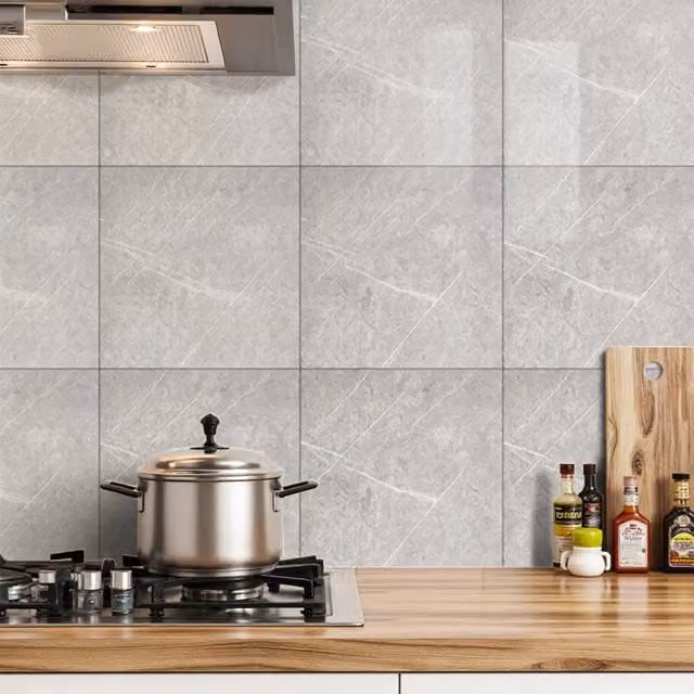 Lifeideas Set of 10 Grey Marble Effect Adhesive Wall Stickers, W/D/H: 40 x 40 x 0.16 cm