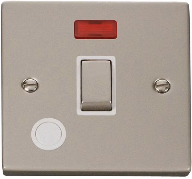 SE HOME White and Silver 1 Gang 20A Ingot DP Surface Switch with Neon and Flex