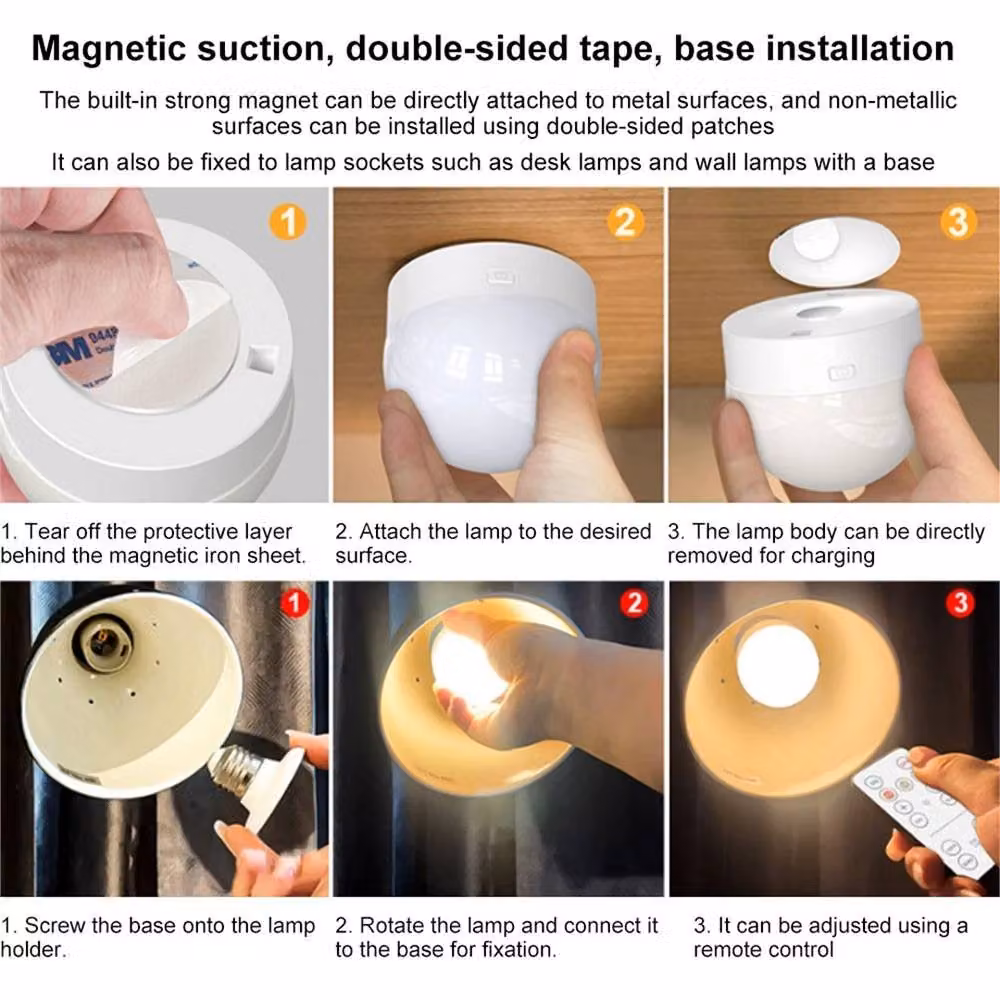 VOGREX Rechargeable LED Candle Bulb in White with 3-Colour Temperature Settings, Dimmable and Remote Control, E27 Base – 3
