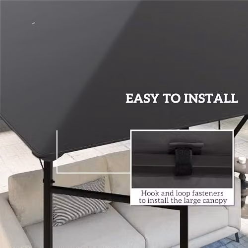 Outsunny Grey Polyester Gazebo Canopy Replacement Cover with UPF 50+ Protection – 5