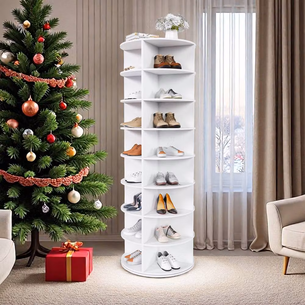 Rolipo 8-Tier Rotating Shoe Rack Tower in White – 4