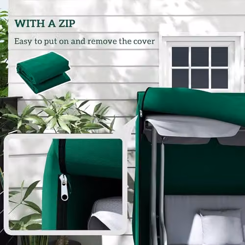 Outsunny 3 Seater Garden Swing Cover, Green, W/D/H: 220 x 125 x 172 cm – 6