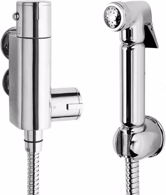 Nestlune Mini Brass Modern Vertical Thermostatic Chrome Shower in Silver