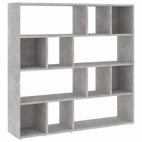 vidaXL Modern Book Cabinet and Room Divider in Concrete Grey, W/D/H: 105 x 24 x 102 cm – 1