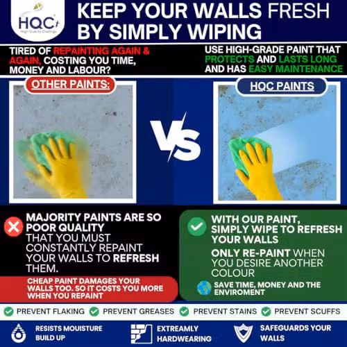 HQC Paints Weather Shield Masonry Paint in Ivory, 5 Litre, Matt Acrylic Dispersion Finish – 7