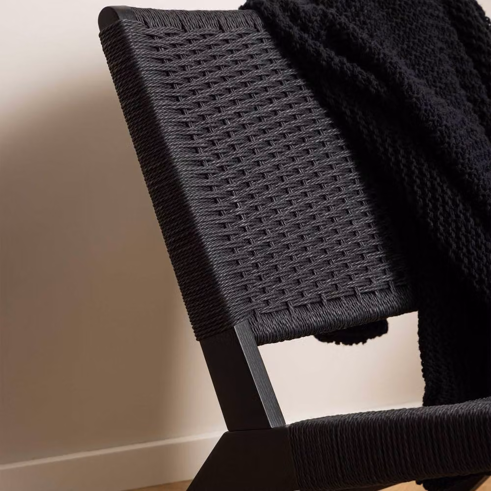 Wyld Haus Wigletree Black Oak Look Lounge Chair with Handwoven Paper Seat and Armrests – 5