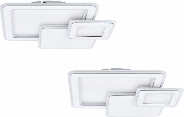 Loops 2 Pack LED Ceiling and Wall Light in White and Chrome with Plastic Shade, 50W