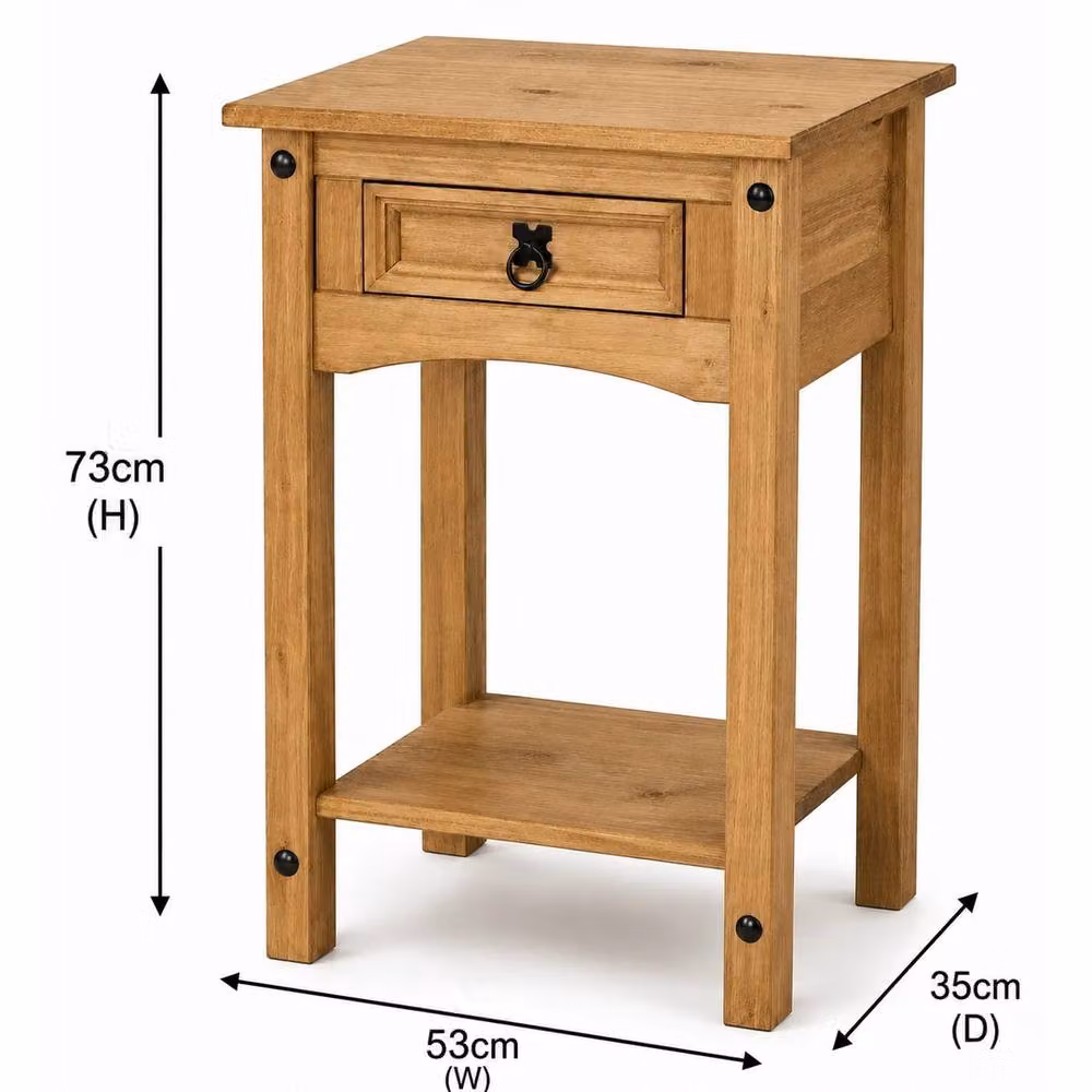 Havendro Mexican Solid Pine Console Hall Table with 1 Drawer in Brown – 2