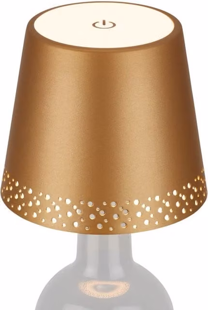 Briloner Rechargeable LED Cordless Table Lamp in Gold, Dimmable Touch Control, Warm White, IP44, W/D/H: 11 x 9 x 11 cm