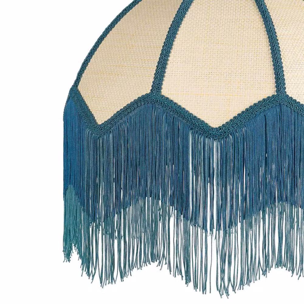 Wyld and Coco Nostalgia Blue Paper Fringe Tassel Pendant Lamp, Drop: 182 cm – 4