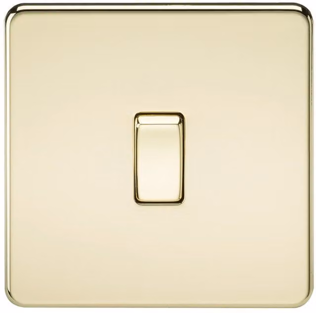 Knightsbridge Screwless 10AX 1G Intermediate Switch in Polished Brass