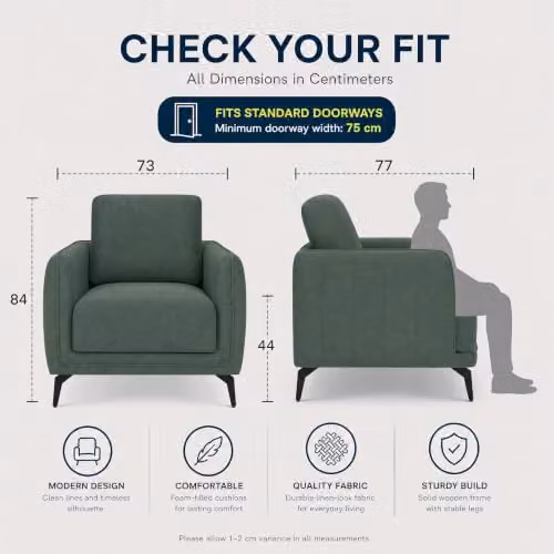 Bravich Brixton Modern Tub Armchair in Green Fabric with Solid Wood Frame and Foam Cushions – 3