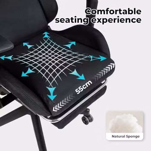 Levede Black Ergonomic Gaming Chair for Adults with Headrest, Swivel Function and Armrests – 11