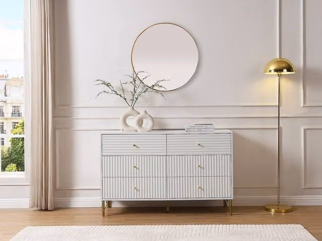 Vente-unique LOUREO 6-Drawer Chest of Drawers, White, W/D/H: 120 x 40 x 78 cm