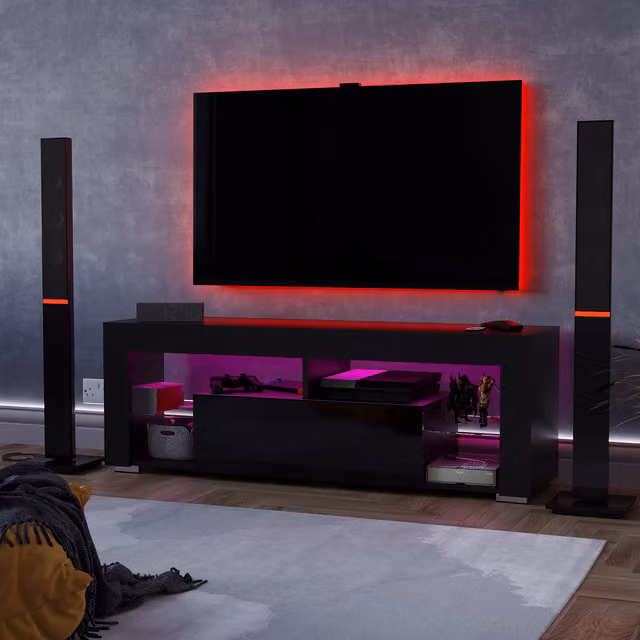 Vida Designs Luna 2 Drawer LED TV Unit in Black Glossy Finish