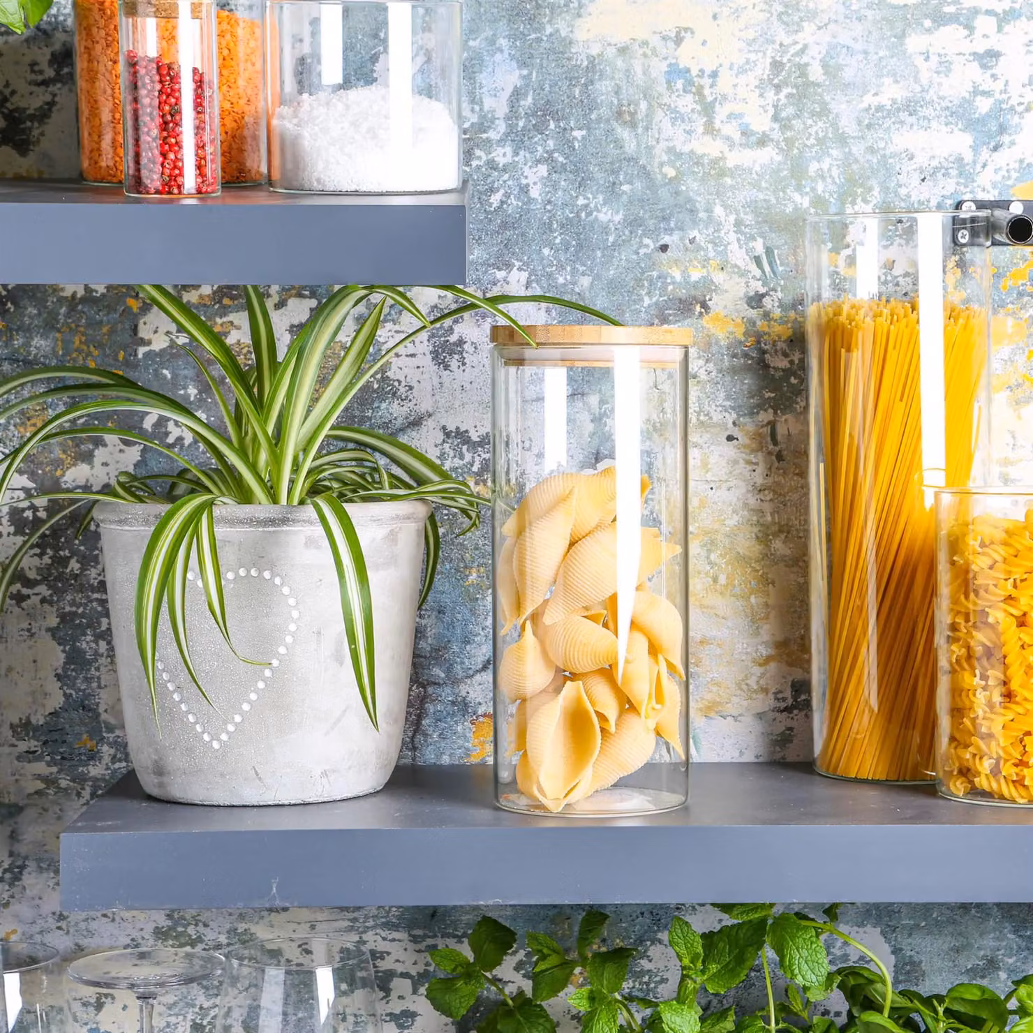 Argon Tableware Set of 6 Scandi Airtight Glass Storage Jars with Wooden Lids, 1.5 l Clear – 3