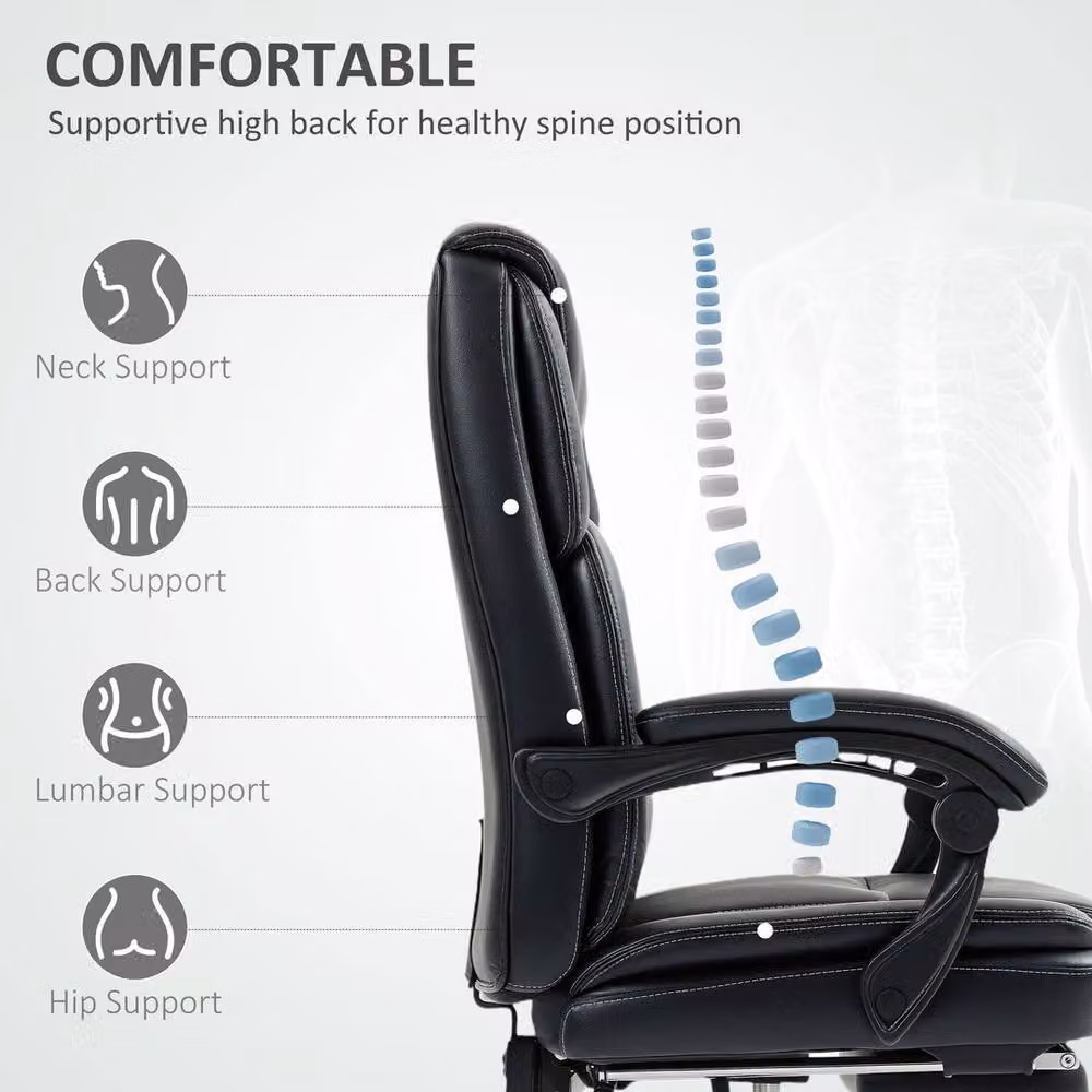 EONLION Black Executive Office Chair in Synthetic Leather with Headrest and Armrests – 3
