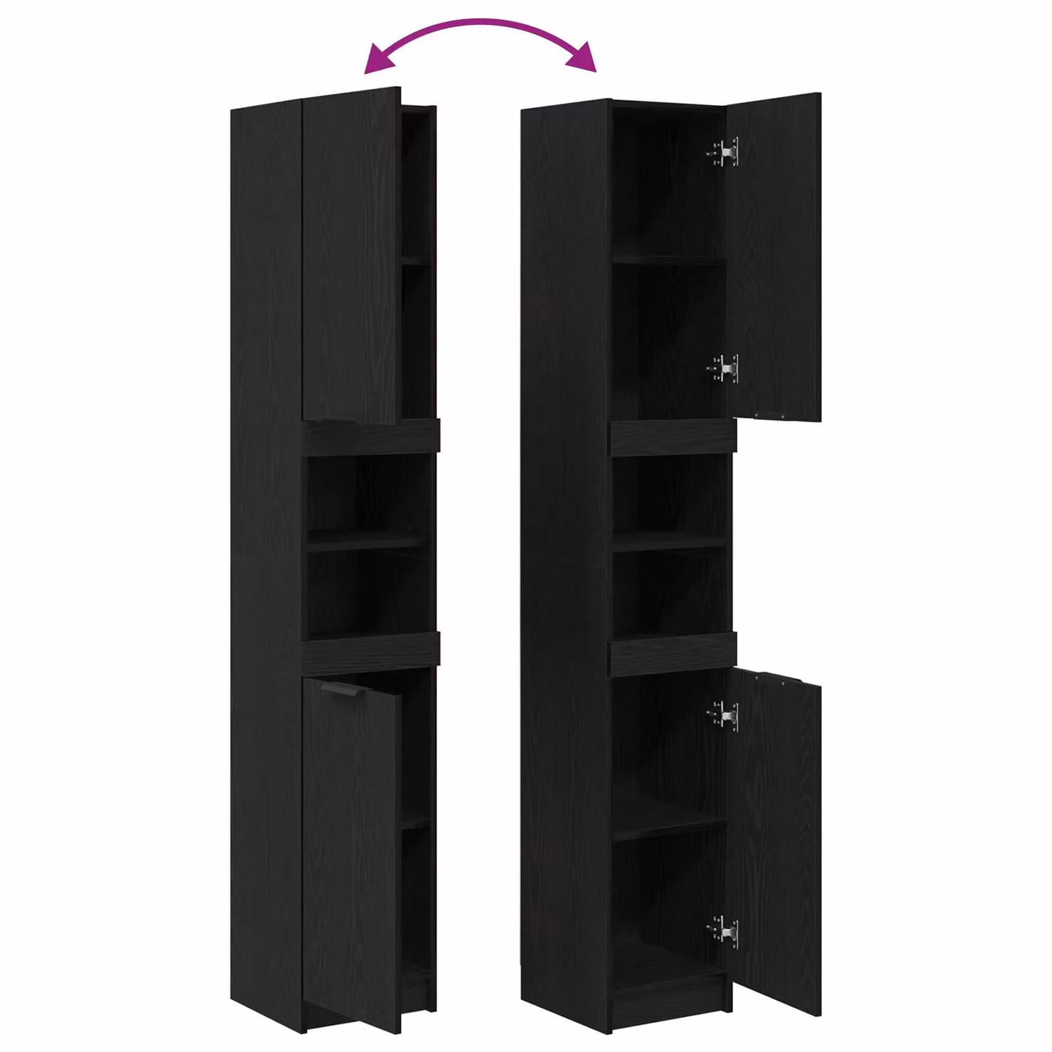 Berkfield Home Black Oak Bathroom Cabinet, W/D/H: 34 x 32 x 188.5 cm – 4