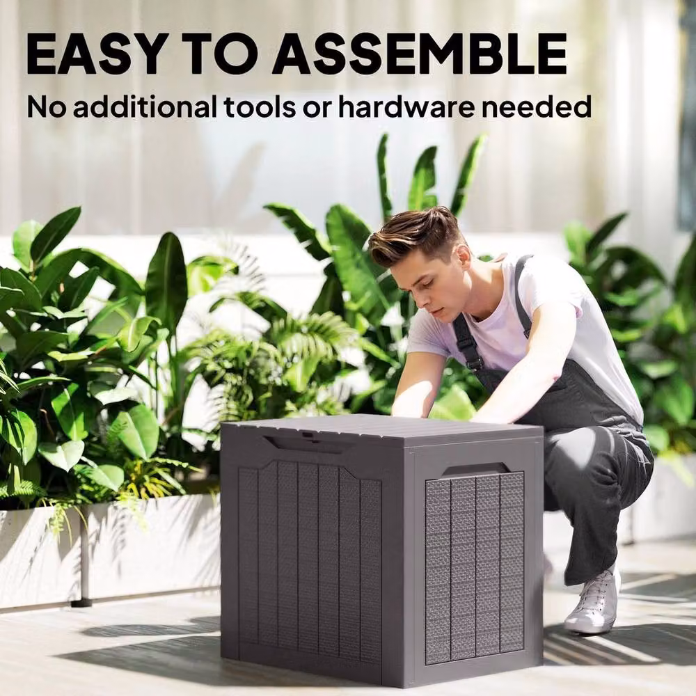 NESTLUNE 97L Plastic Garden Storage Box in Grey, W: 100 cm, D: 15 cm – 5