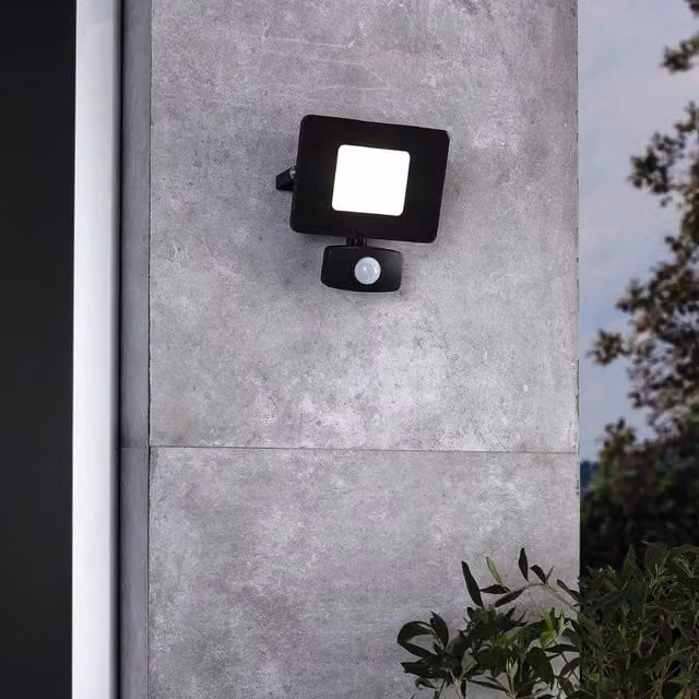 Eglo FAEDO3 LED Wall Spotlight with Motion and Dusk Sensor, Black – 1