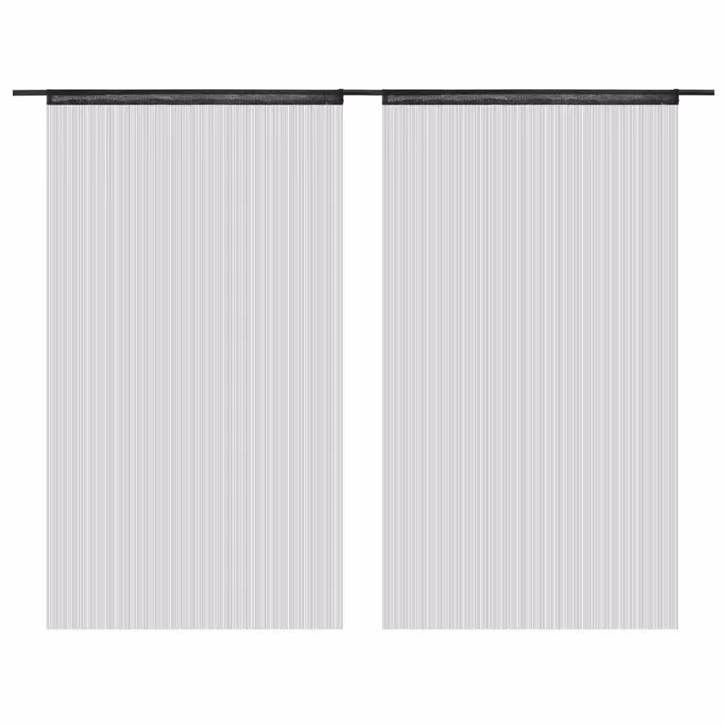 Berkfield Home Black String Curtains, 2 Pack, W: 140 cm, H: 250 cm – 2