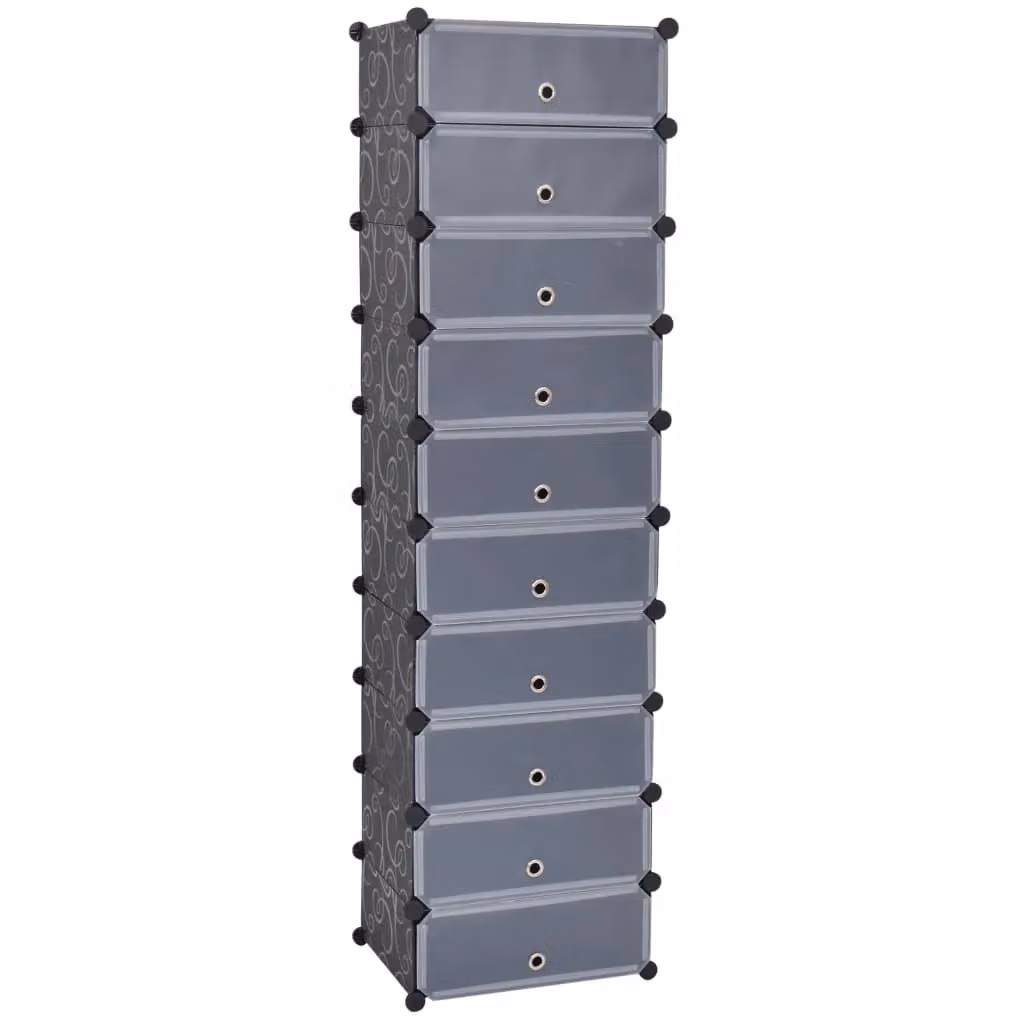 Berkfield Home Interlocking Shoe Organiser with 10 Compartments in Black – 2