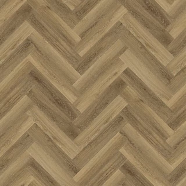 Guardian Click Vinyl Flooring Tiles in Witchita Beech Herringbone, Brown, Pack of 20, W: 62.5 cm, D: 12.5 cm