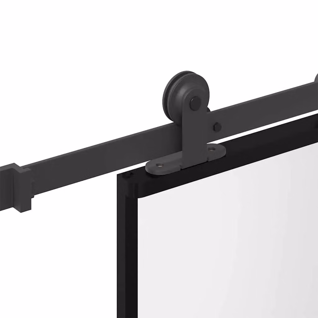 Berkfield Home Modern Sliding Door with Hardware Set, Black Aluminium and Transparent Tempered Glass, W: 76 cm, H: 205 cm – 3