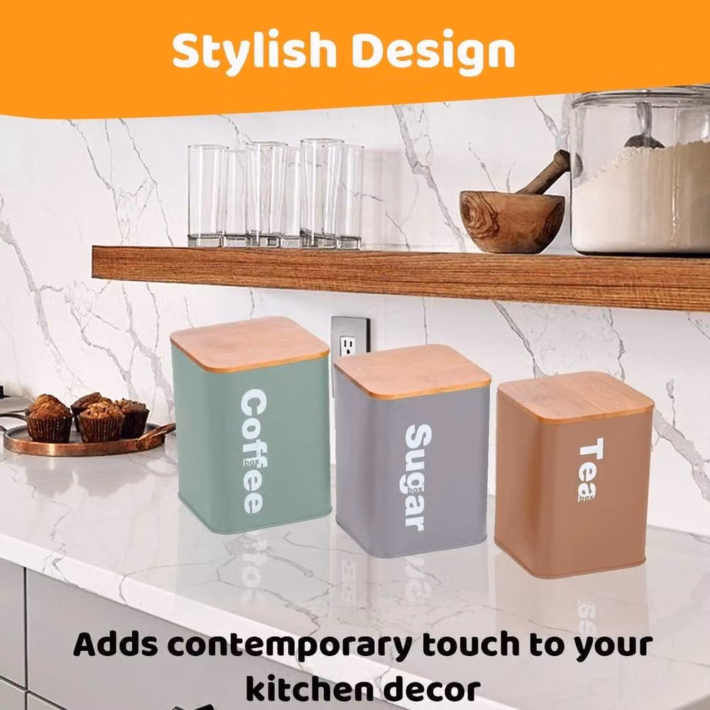 PAWNORA Multicolour Metal Kitchen Storage Canister and Jar Set – 3