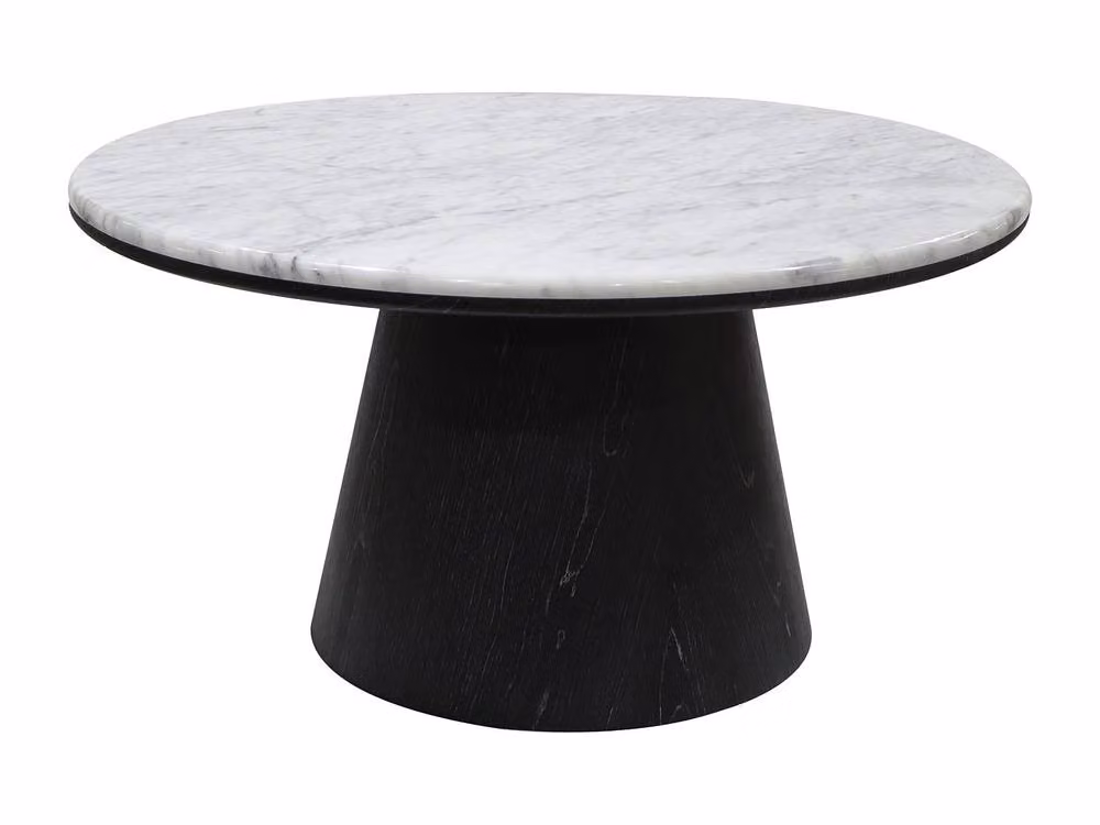 Vente-unique Sadura Round Marble and Oak Veneer Coffee Table in Black – 2