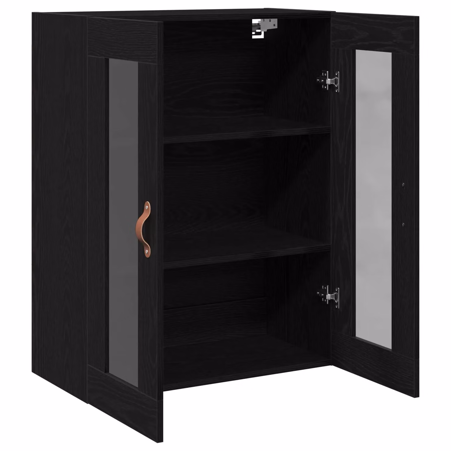 Berkfield Home Wall-Mounted Cabinet with Glass Doors in Black Oak, W/D/H: 69.5 x 34 x 90 cm – 3